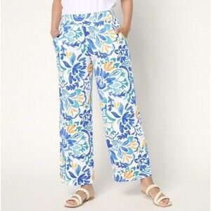 Susan Graver Soleil Petite Knit Printed Ankle Pant Painted Floral Sz Petite M